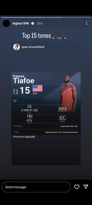 Frances Tiafoe's Instagram story
